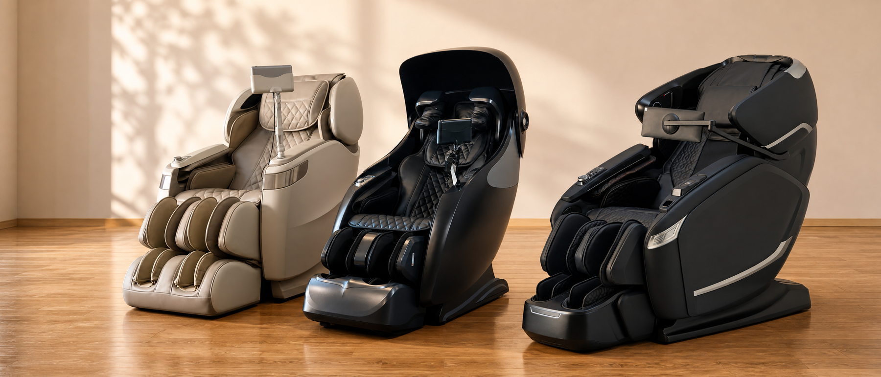 Alpha Techno Massagesessel Kollektion – AT 629, AT-8701K und AT-638 KI im Showroom