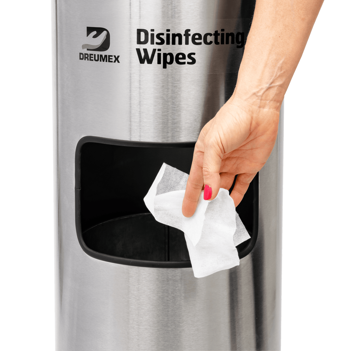 
Hygienestation aus Edelstahl – Tuchspender & Abfallbehälter – Ansicht 4
